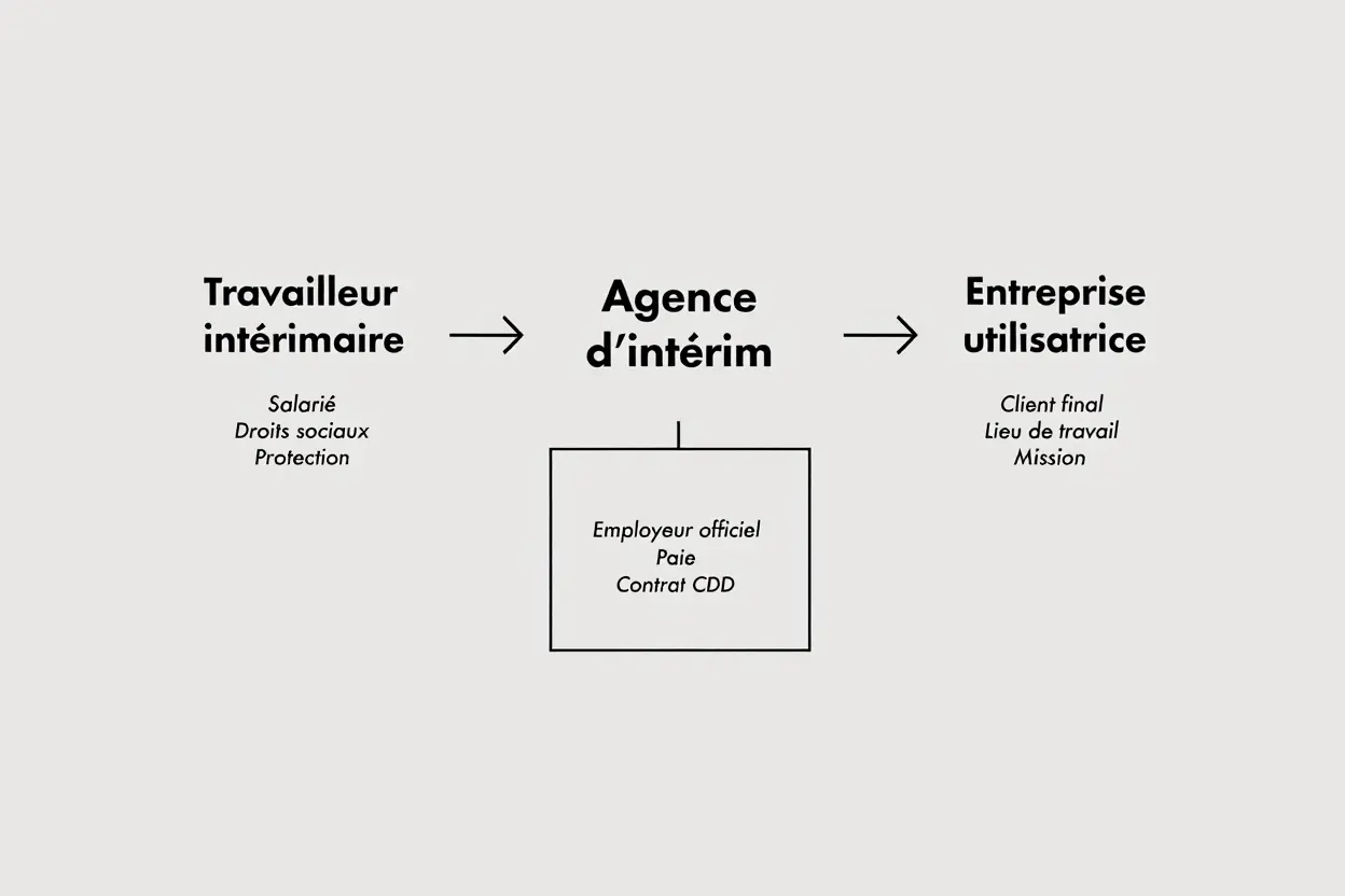 Schéma de la relation tripartite en intérim
