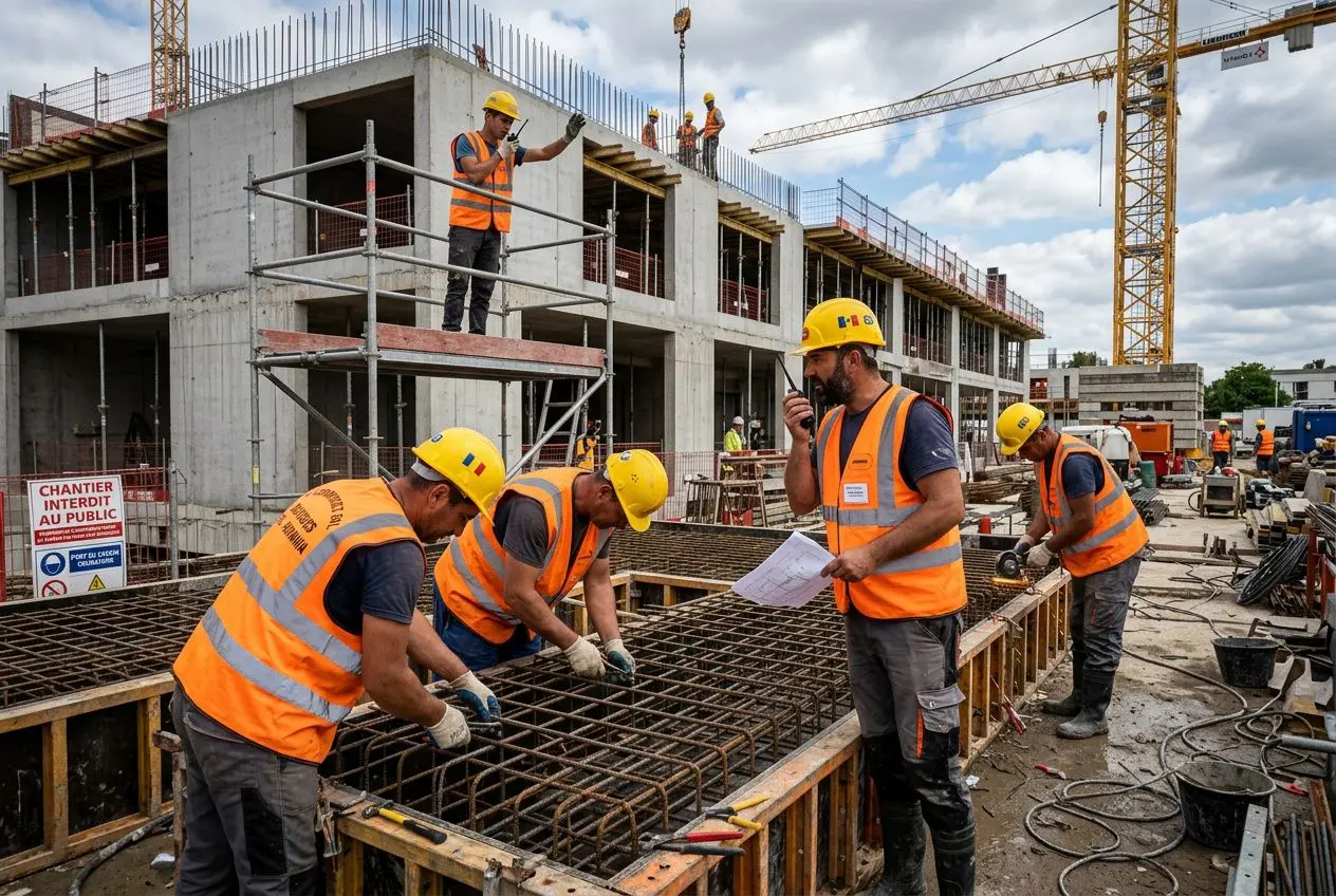 Travailleurs détachés roumains sur chantier