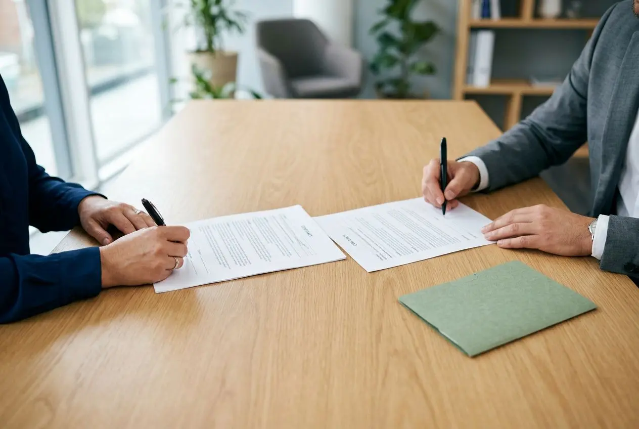 Signature de documents pour répondre au besoin infirmiers temporaires belgique, réunion administrative sur place.