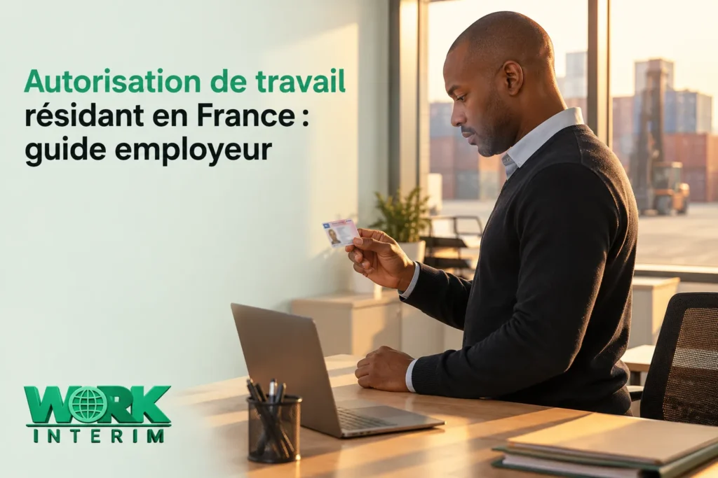 Un homme assis à un bureau tient une carte bancaire près d’un ordinateur portable dans un espace de travail lumineux.