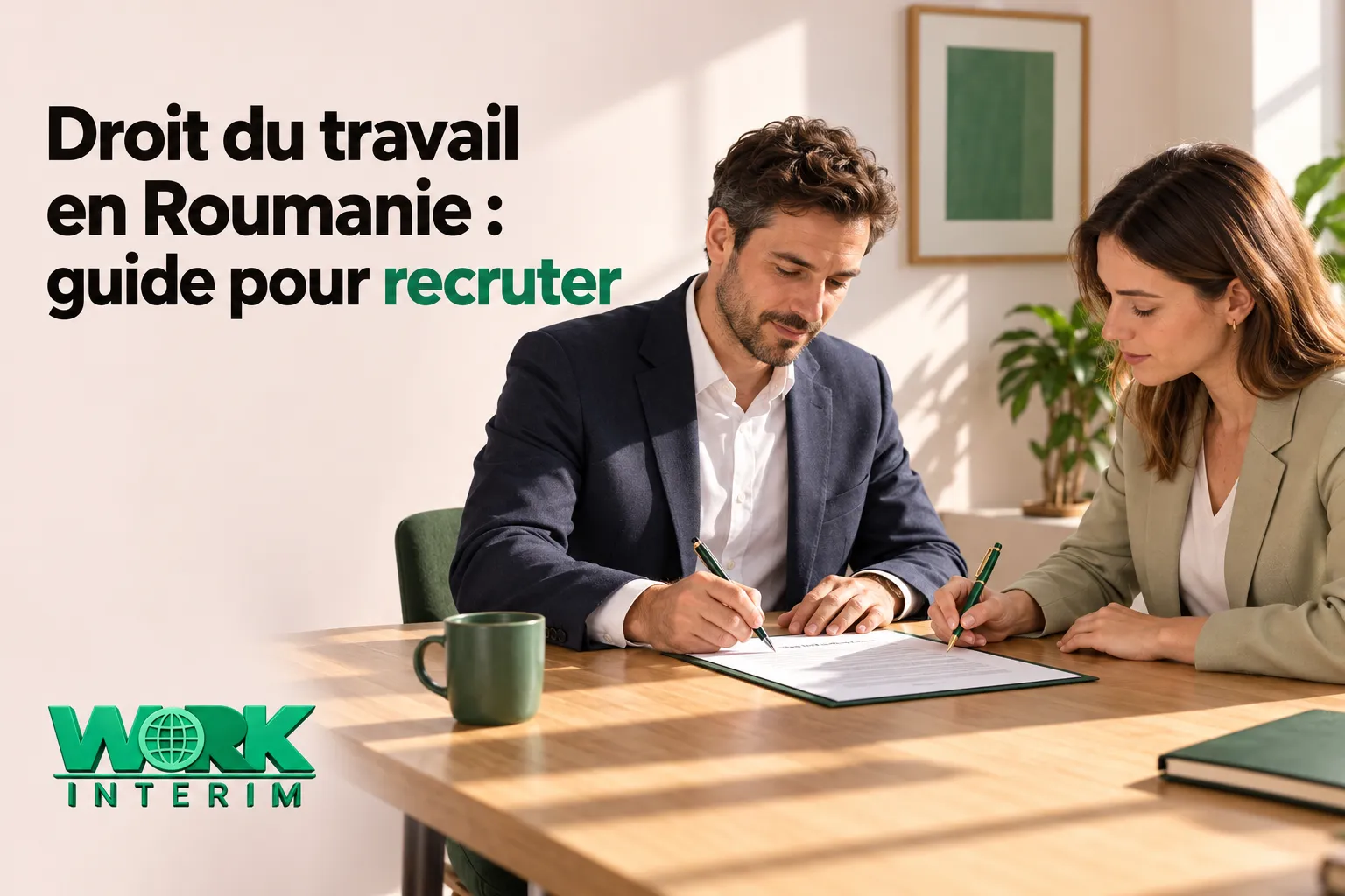 Un homme et une femme signent des documents à une table.